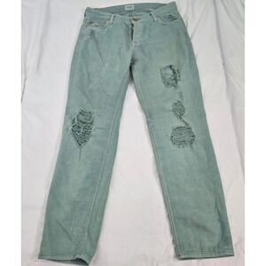 Hudson Leigh Boyfriend Jeans Womens 25 Made in USA Thrashed Distressed Ice‎ Blue